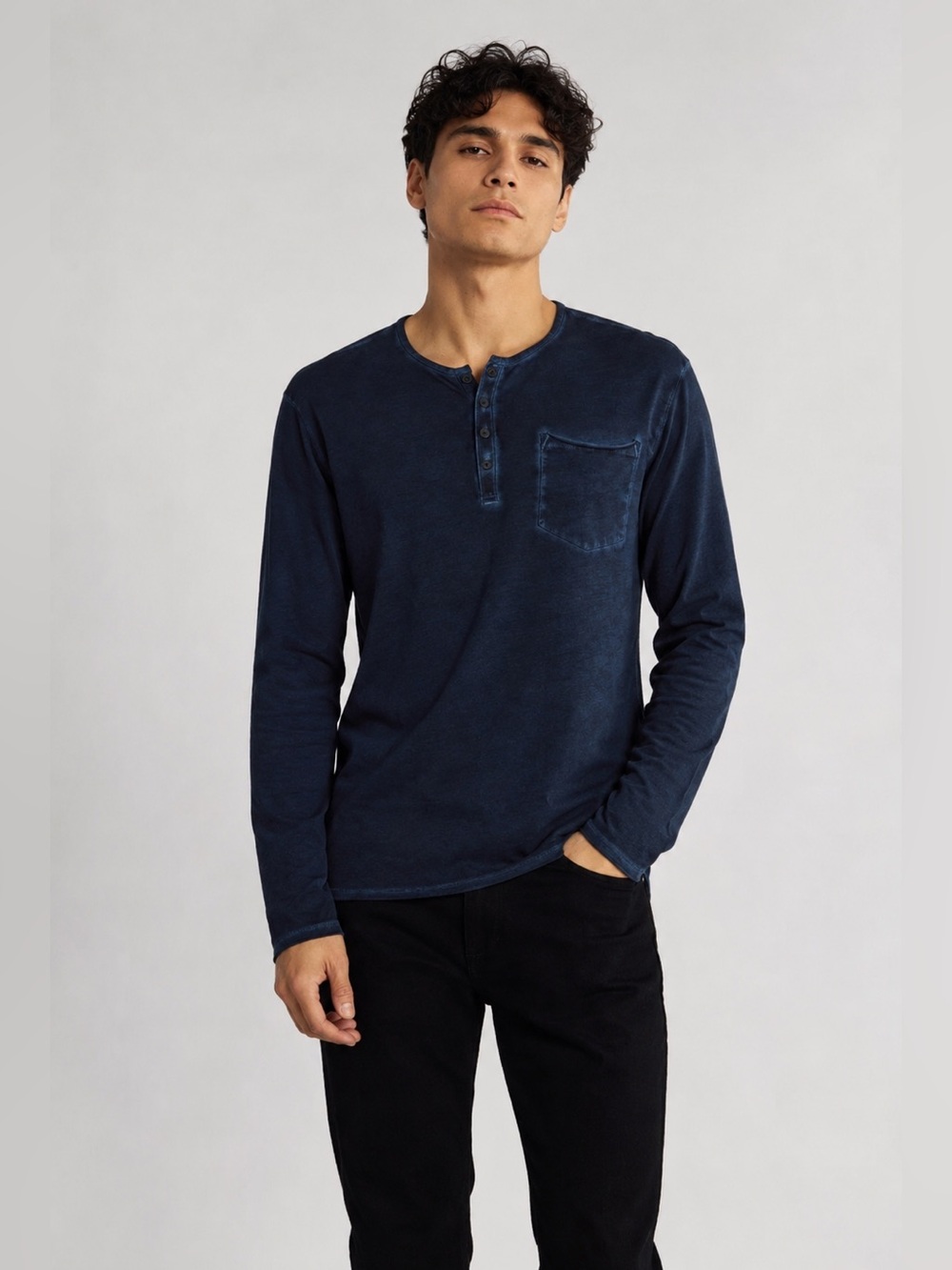 John Varvatos Baylor organic cotton long sleeve Henley shirts